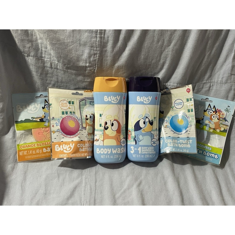 NEW Set of 6 Bluey Bath - Body Wash, 3-in-1 Shampoo/conditioner/soap Bath‎ Bombs